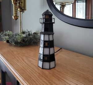 Stained Glass Lighthouse Lamp